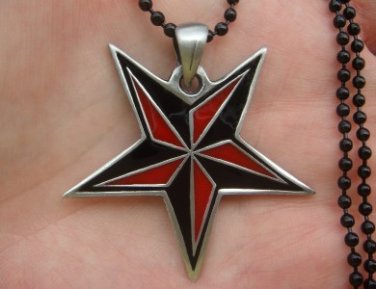 Pentagram pentacle satanic occult wicca witch boho pewter pendant necklace new