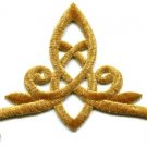 Gold trim fringe boho art deco sew embellishment applique iron-on patch S-971