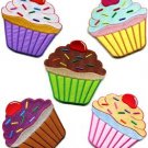 Lot of 5 cupcake retro fairy cake cup sweets dessert applique iron-on patches