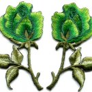 Green roses pair flowers floral retro boho applique iron-on patch S-604 WE SHIP ANYWHERE FOR FREE!