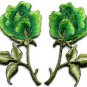 Green roses pair flowers floral retro boho applique iron-on patch S-604 WE SHIP ANYWHERE FOR FREE!