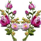 Pink roses pair flowers floral bouquet applique iron-on patch S-803 WE SHIP ANYWHERE FOR FREE!