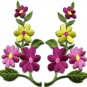 Wild flowers yellow pink pair floral bouquet boho applique iron-on patch S-805