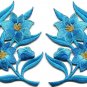 Blue lilies pair flowers floral bouquet boho applique iron-on patch new S-733
