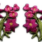 Hot pink lilies pair flowers floral bouquet boho applique iron-on patch S-1006