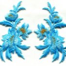 Baby blue flowers pair floral bouquet applique iron-on patches new S-982 WE SHIP ANYWHERE FOR FREE!