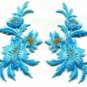 Baby blue flowers pair floral bouquet applique iron-on patches new S-982 WE SHIP ANYWHERE FOR FREE!