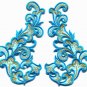 Baby blue trim fringe retro boho granny chic applique iron-on patches pair S-989