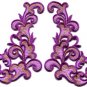 Lavender trim fringe retro boho granny chic applique iron-on patches pair S-991
