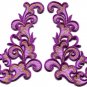 Lavender trim fringe retro boho granny chic applique iron-on patches pair S-991