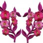 Hot pink flowers pair floral bouquet boho applique iron-on patches pair S-995