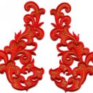 Red orange trim fringe retro boho granny chic applique iron-on patches S-987