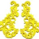 Yellow trim fringe retro boho granny chic applique iron-on patches pair S-988