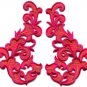 Hot pink fringe retro boho granny chic applique iron-on patches pair new S-990