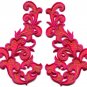 Hot pink fringe retro boho granny chic applique iron-on patches pair new S-990