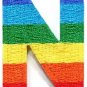 Letter N gay lesbian LGBT rainbow english alphabet applique iron-on patch S-921