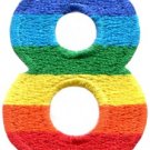 Number 8 counting eight gay lesbian LGBT rainbow applique iron-on patch S-1028