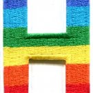 Letter H gay lesbian LGBT rainbow english alphabet applique iron-on patch S-915