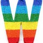 Letter W rainbow english gay lesbian LGBT alphabet applique iron-on patch S-930