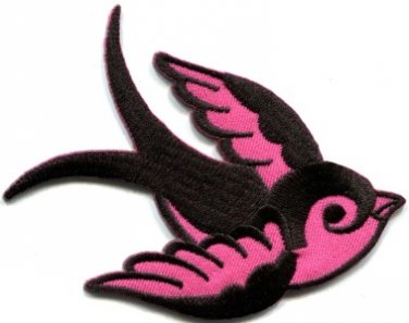 Bird tattoo swallow dove swiftlet sparrow applique iron-on patch new Small S-594