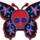Butterfly skull horror goth emo punk biker applique iron-on patch new S-181
