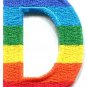 Letter D gay lesbian LGBT rainbow english alphabet applique iron-on patch S-911