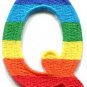 Letter Q rainbow english gay lesbian LGBT alphabet applique iron-on patch S-924