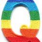 Letter Q rainbow english gay lesbian LGBT alphabet applique iron-on patch S-924