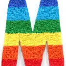 Letter M gay lesbian LGBT rainbow english alphabet applique iron-on patch S-920
