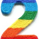Number 2 counting two gay lesbian LGBT rainbow applique iron-on patch S-1022