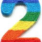 Number 2 counting two gay lesbian LGBT rainbow applique iron-on patch S-1022