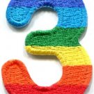 Number 3 counting three gay lesbian LGBT rainbow applique iron-on patch S-1023