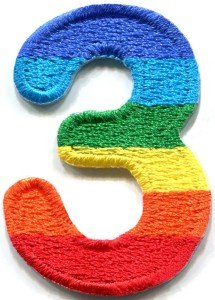 Number 3 counting three gay lesbian LGBT rainbow applique iron-on patch S-1023