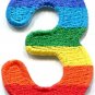 Number 3 counting three gay lesbian LGBT rainbow applique iron-on patch S-1023