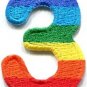 Number 3 counting three gay lesbian LGBT rainbow applique iron-on patch S-1023