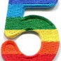 Number 5 counting five gay lesbian LGBT rainbow applique iron-on patch S-1025