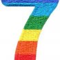 Number 7 counting seven gay lesbian LGBT rainbow applique iron-on patch S-1027
