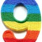 Number 9 counting nine gay lesbian LGBT rainbow applique iron-on patch S-1029