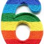Number 6 counting six gay lesbian LGBT rainbow applique iron-on patch S-1026