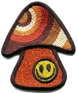 Mushroom smiley face retro hippie boho peace weed applique iron-on patch S-1039