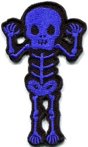 Skull skeleton goth punk emo horror biker sew applique iron-on patch new S-452