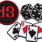 Lot of 3 lady luck poker ace dice cards lucky 13 applique iron-on patches L-5