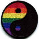 Yin Yang gay lesbian pride rainbow retro LGBT applique iron-on patch sm S-133