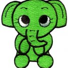 Elephant baby animal green applique iron-on patch S-217