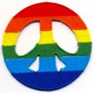 Peace Sign gay lesbian pride rainbow LGBT applique iron-on patch sm. new T-19