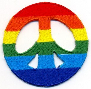 Peace Sign gay lesbian pride rainbow LGBT applique iron-on patch sm. new T-19