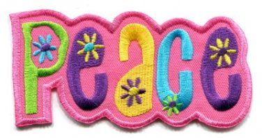 Peace sign hippie retro embroidered iron-on patch S-34
