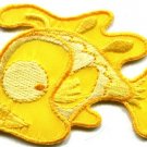 Fish retro fun yellow applique iron-on patch new S-225