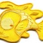 Fish retro fun yellow applique iron-on patch new S-225