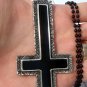 Satanic inverted cross occult satan demon witch wicca pewter necklace pendant Lg